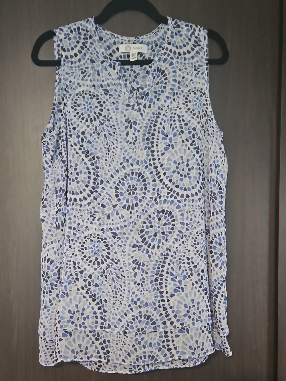 Croft & Barrow White and Blue Sleeveless Printed Camisole